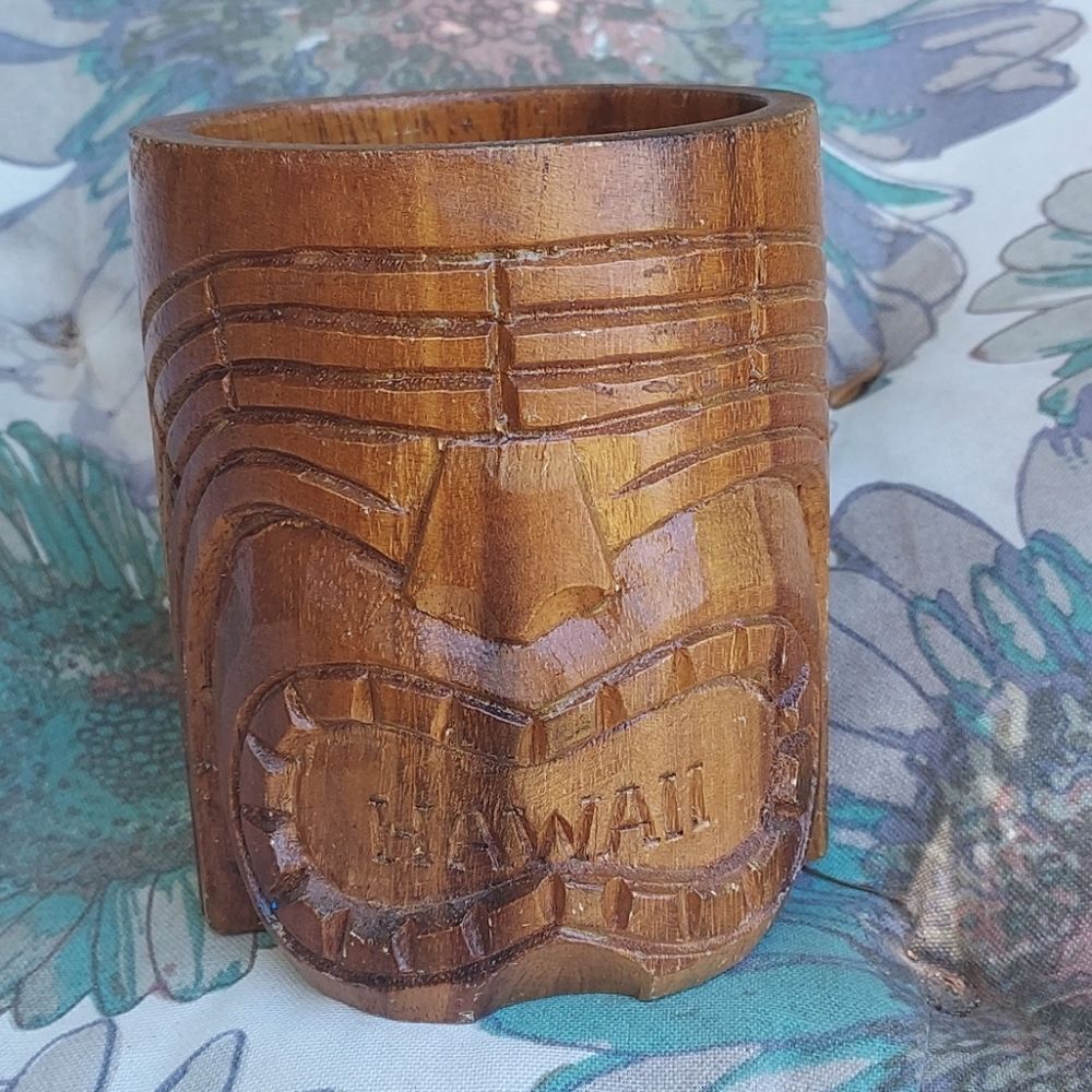 Vintage Wooden Tiki Mug